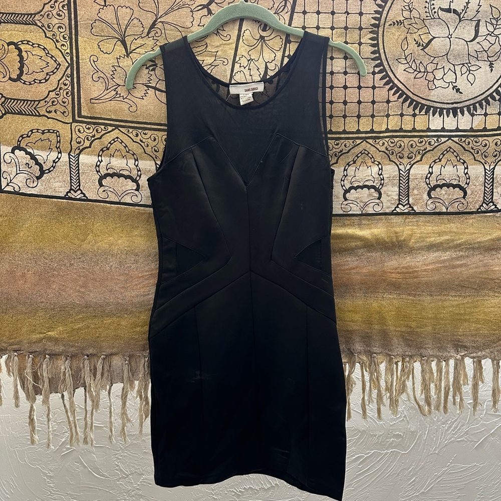 Sans Souci Black Mesh Bodycon Dress